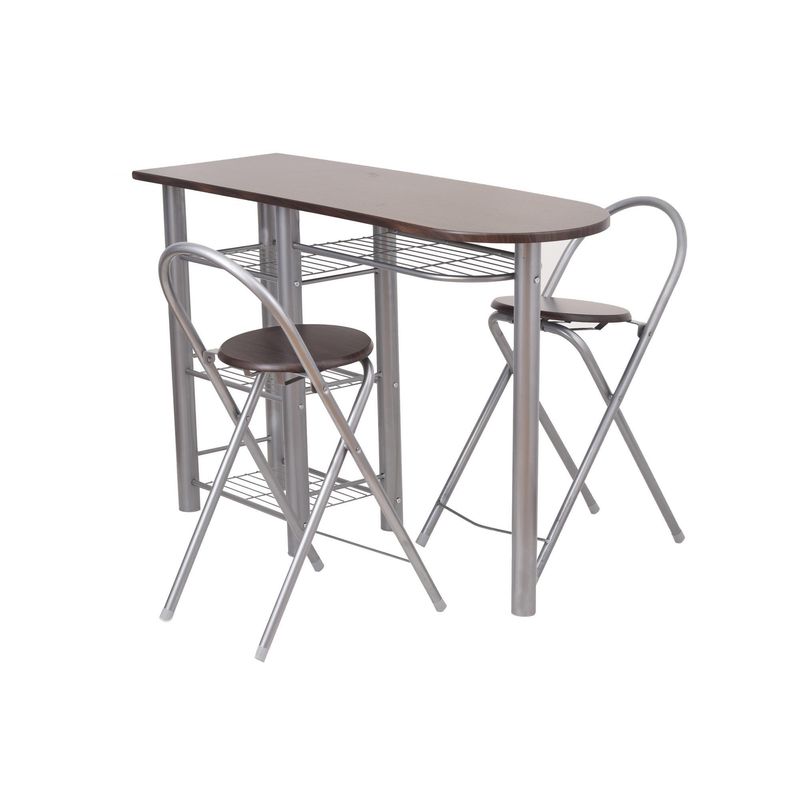 CASA BONITA - Mesa Auxiliar Wengue 2 Sillas Mesa Rectangular 40x78x120 cm Café Oscuro/Gris