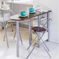 Mesa Auxiliar Wengue 2 Sillas Mesa Ovalada 40x78x120 cm Negro