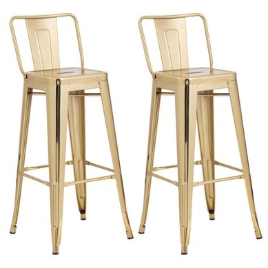 Set de 2 sillas bar dorada de metal