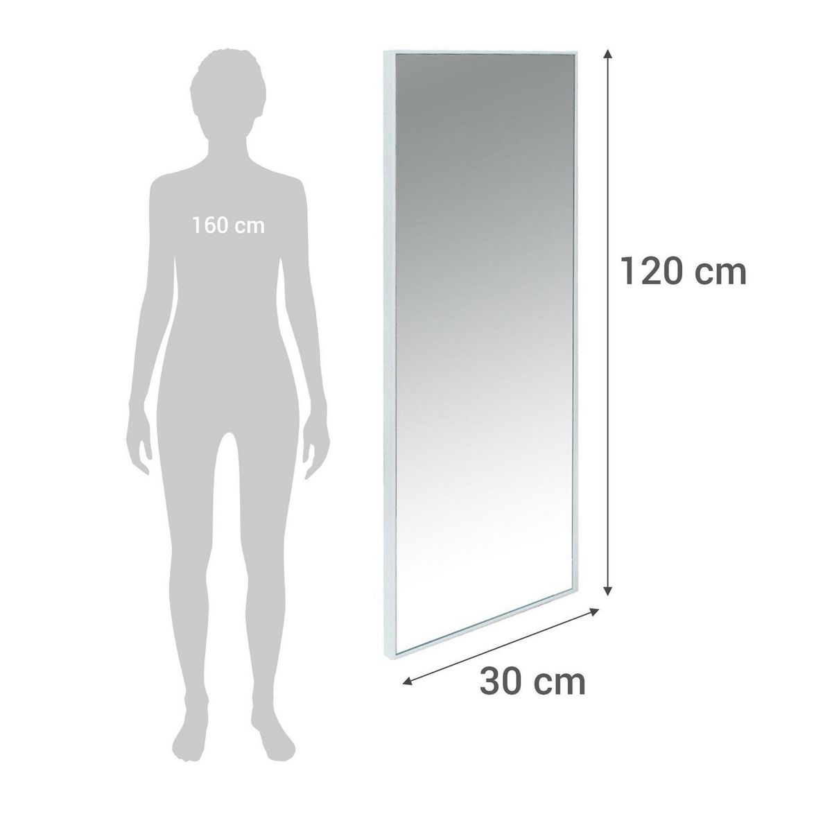 VGO - Espejo marco blanco 30x120 cm