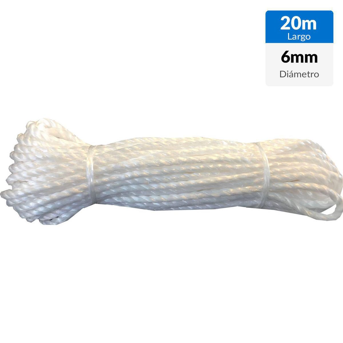 PLASTICORD - Cuerda Polipropileno Torcido 6 mm 20 m Blanco