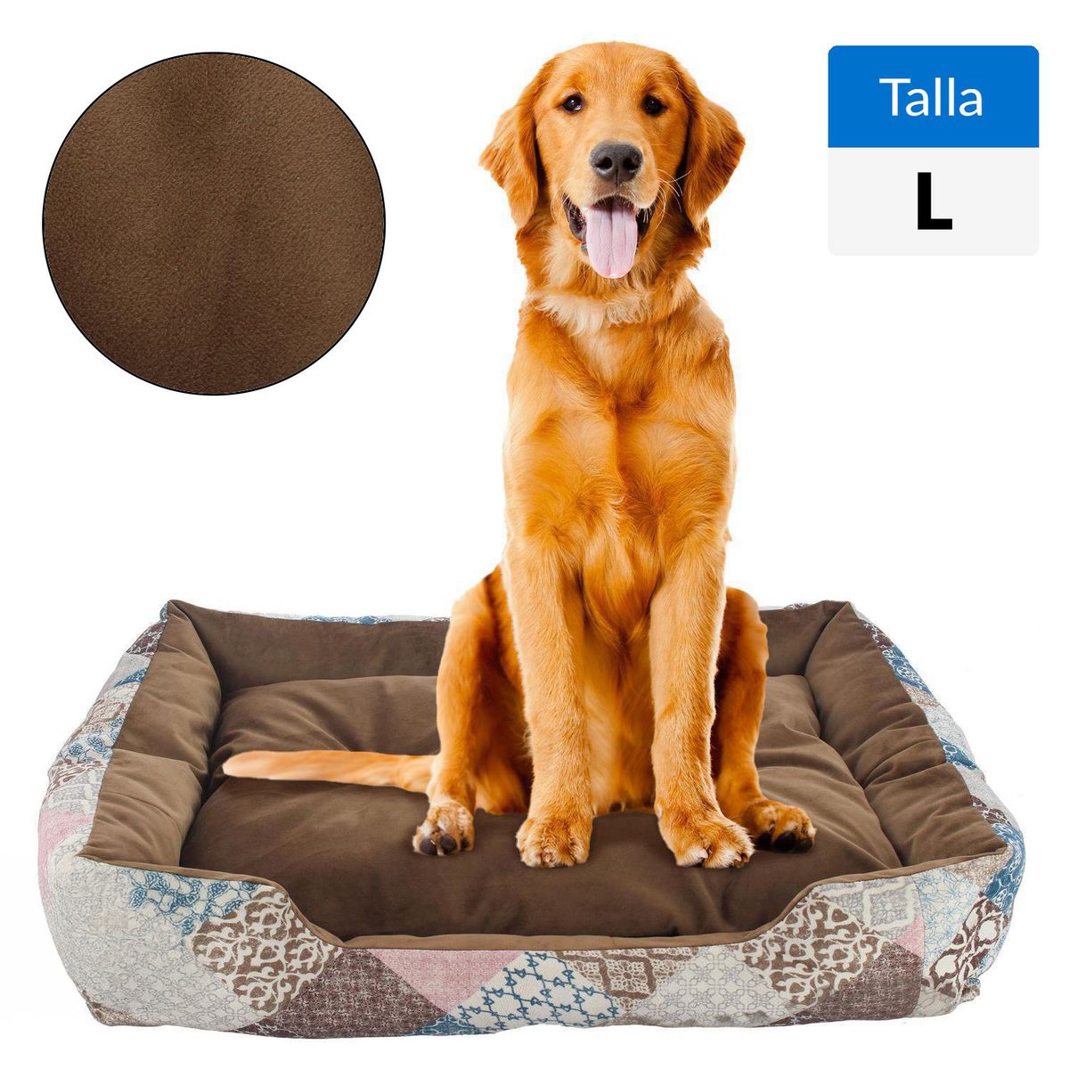 PETIZOOS - Cama Mascota Felpa para Perro 25x80x100 cm Mostaza