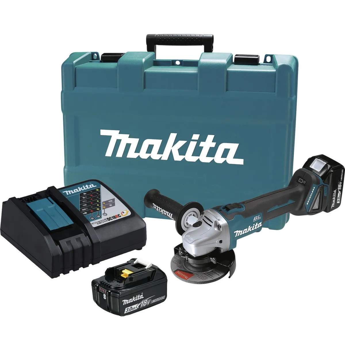 MAKITA - Esmeril angular inalámbrico 4,5" 18V + 2 baterías
