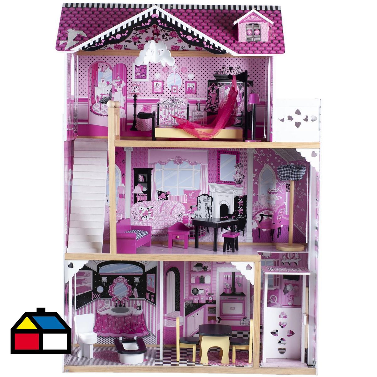 HOBBY MARKET - Casa de Muñecas Sofía 80x121x41 cm Rosado Desde 2 años