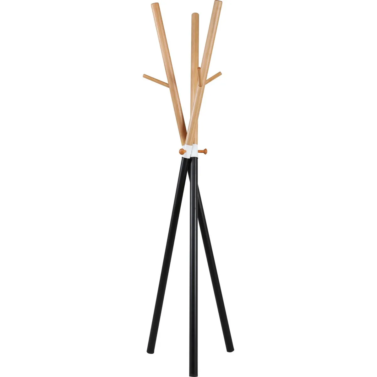 JUST HOME COLLECTION - Perchero con 9 Perchas Tripode Metal Madera Negro