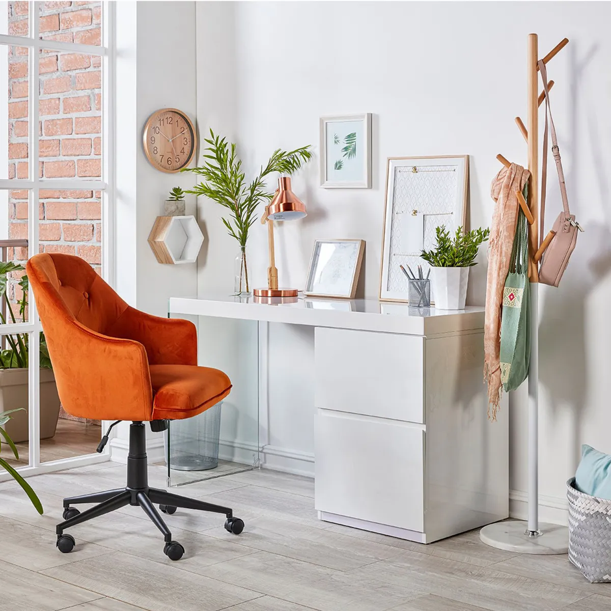 JUST HOME COLLECTION - Perchero con 6 Perchas Metal Madera Blanco