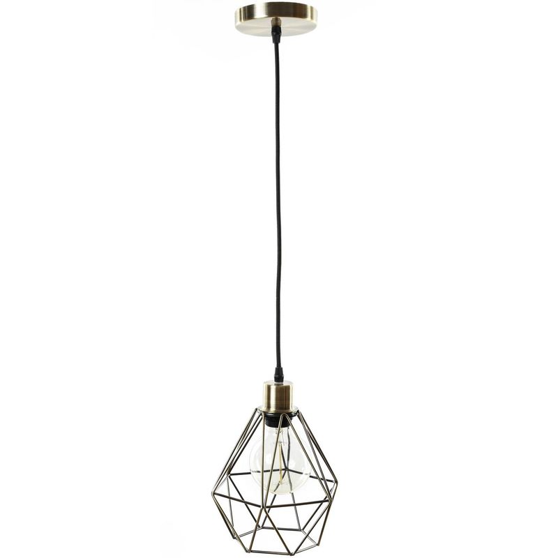 DISEÑO 3 - Lámpara Colgante Edison Geo 1 Luz Acero Amarillo/Dorado
