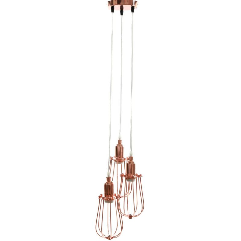 DISEÑO 3 - Lámpara Colgante Edison 3 Luces Acero Beige