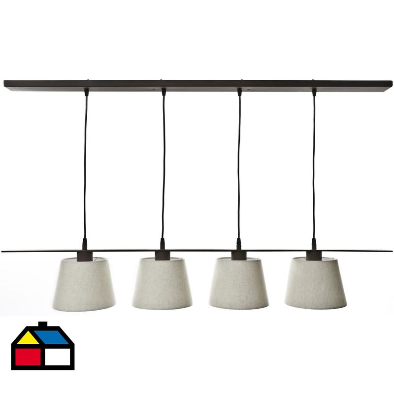DISEÑO 3 - Lámpara Colgante Fume 4 Luces Acero Café/Marrón