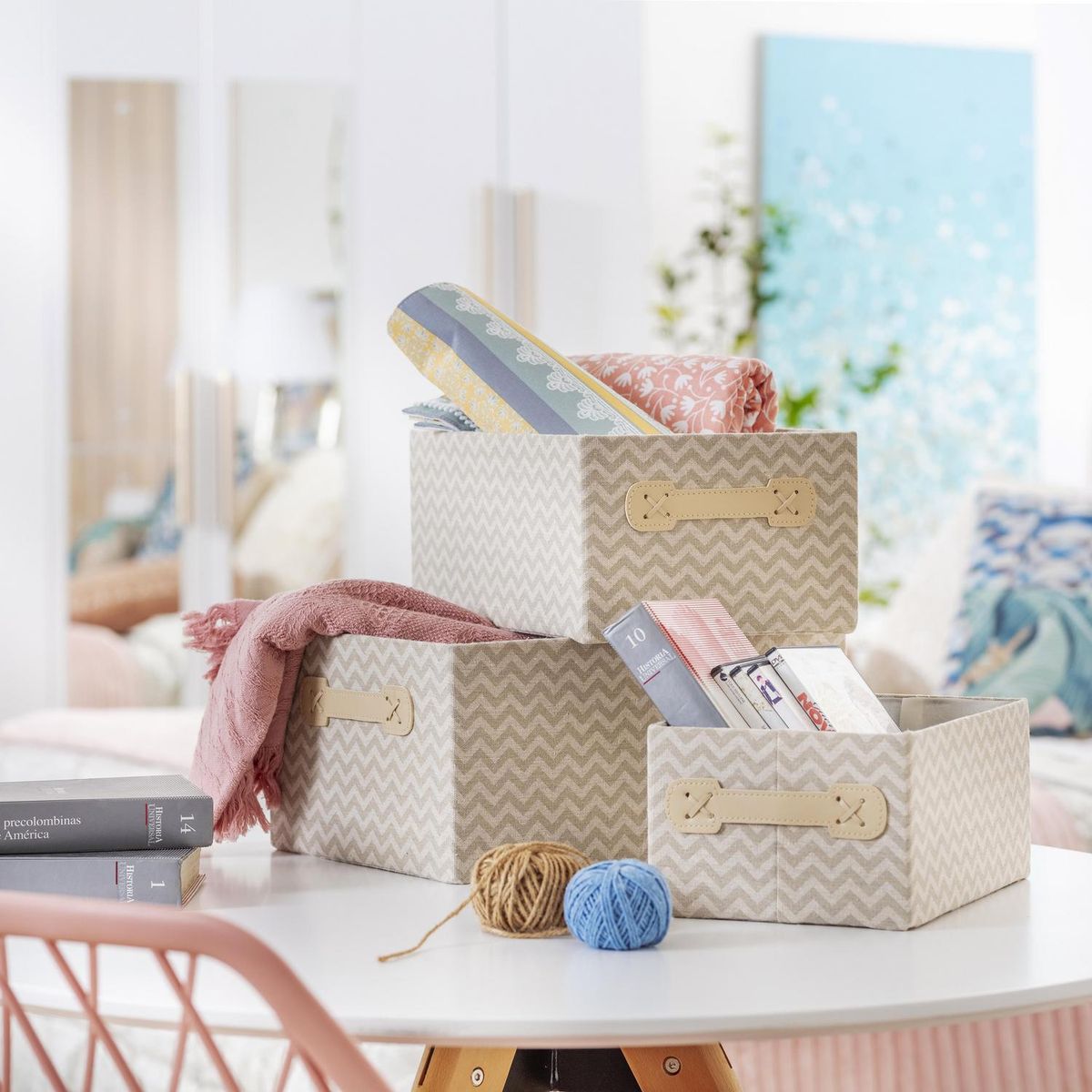 JUST HOME COLLECTION - Set 3 Cajas 36.1x16.3x24.8 cm Blanco/Gris