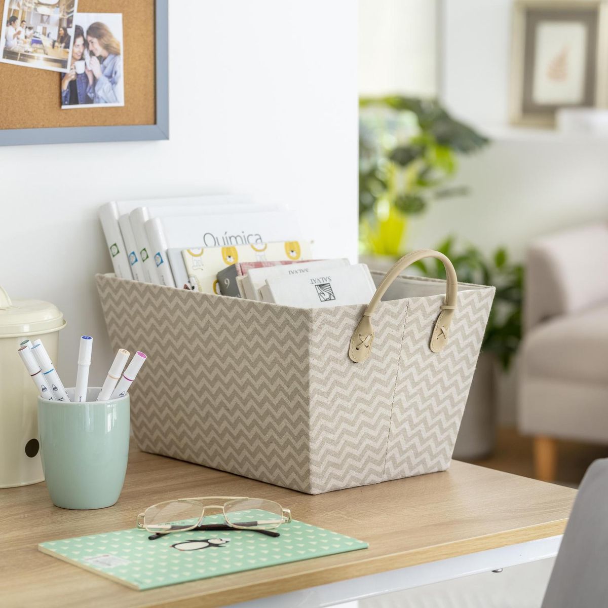 JUST HOME COLLECTION - Caja de tela zigzag 37x20x27 cm