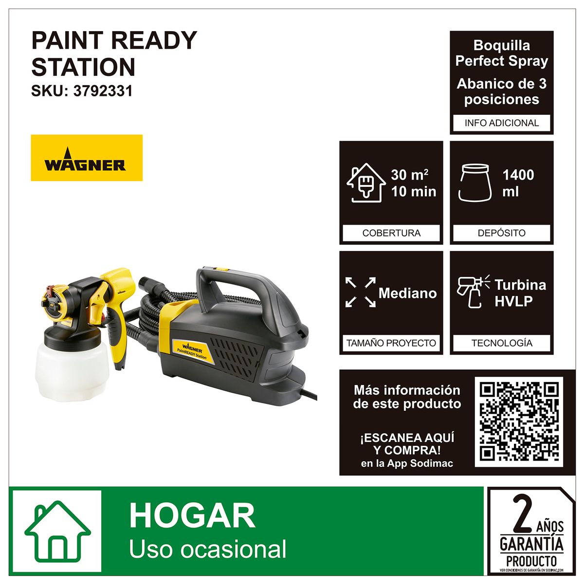 WAGNER - Pistola para Pintar Wagner Paint Ready Stationary 370w Negro/amarillo