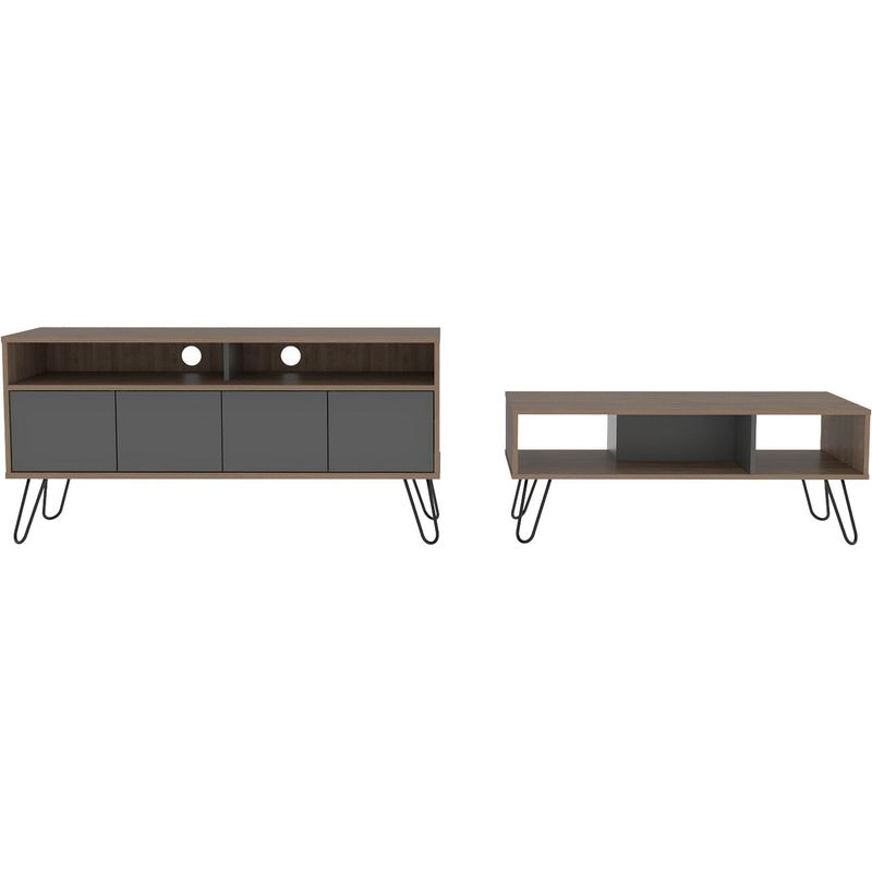 TUHOME - Combo rack + mesa miel/plomo