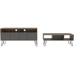 TUHOME - Combo rack + mesa miel/plomo