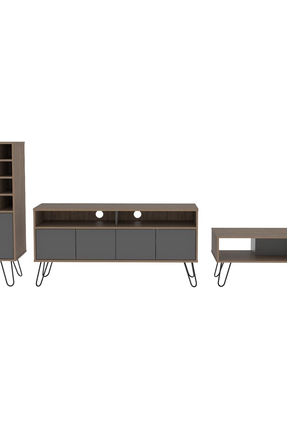 TUHOME - Rack 65 "  Miel/plomo 50x15x167 cm