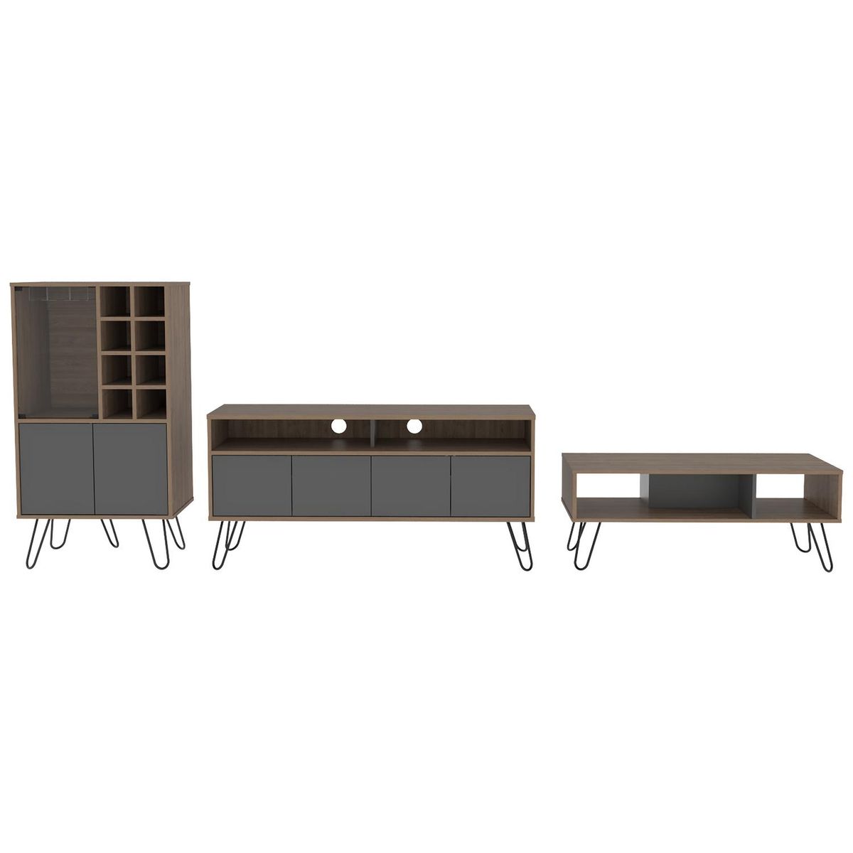 TUHOME - Rack 65 " Miel/plomo 50x15x167 cm