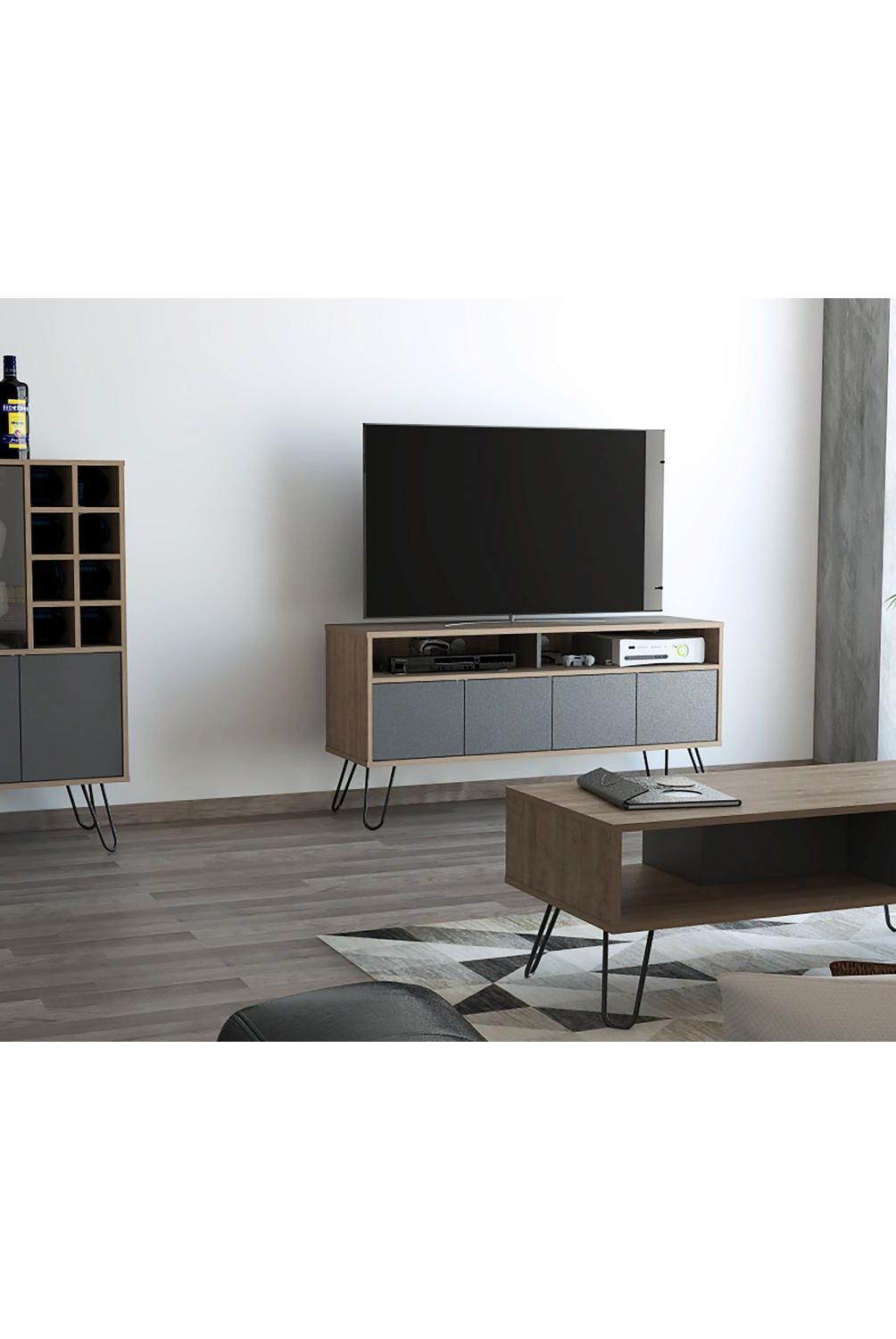 TUHOME - Rack 65 "  Miel/plomo 50x15x167 cm