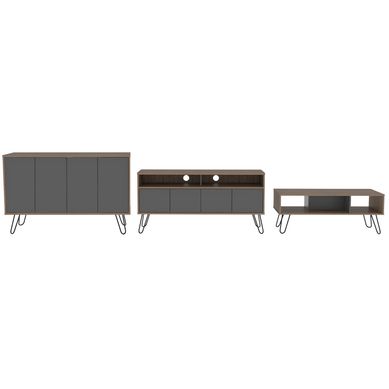 Combo rack + bife + mesa centro miel/plomo