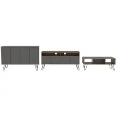 TUHOME - Combo rack + bife + mesa centro miel/plomo