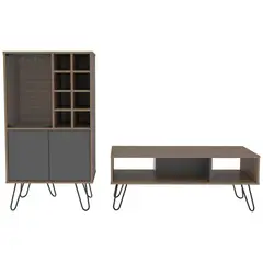 TUHOME - Combo Bar + Mesa de Centro Miel/plomo