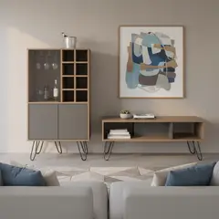 TUHOME - Combo Bar + Mesa de Centro Miel/plomo