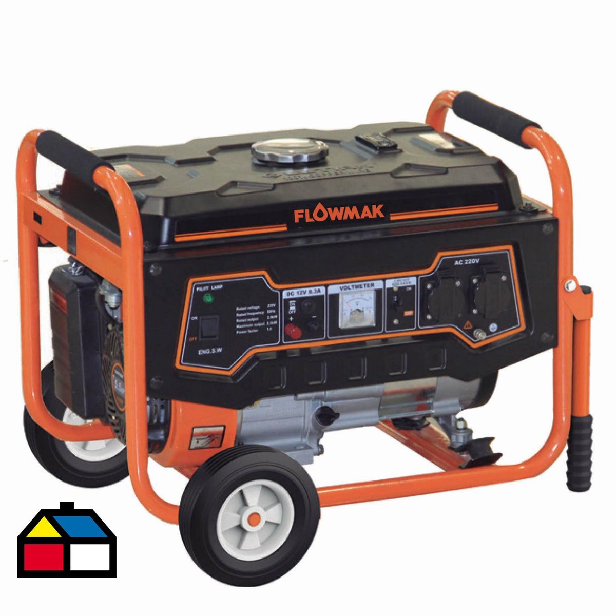 FLOWMAK - Generador Eléctrico a Gasolina Partida Eléctrica 2200 W 15 l
