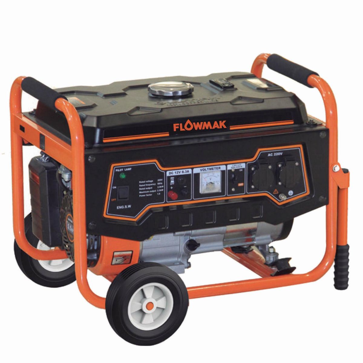 FLOWMAK - Generador Eléctrico a Gasolina Partida Eléctrica 3000 W 15 l