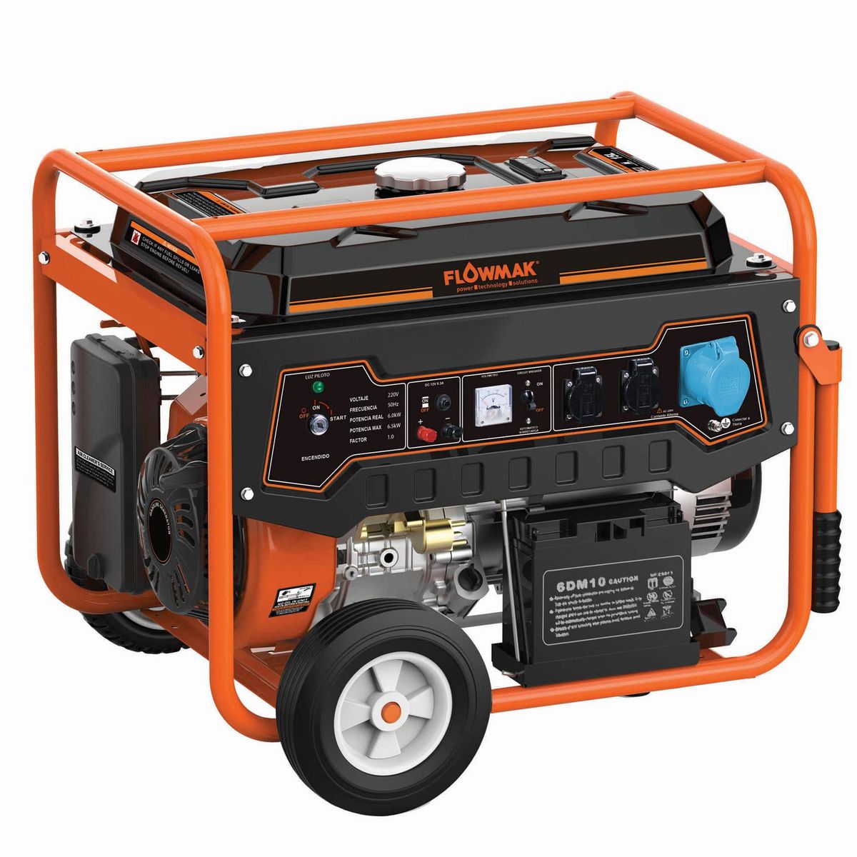 FLOWMAK - Generador Eléctrico a Gasolina Partida Eléctrica 5500 W 25 l