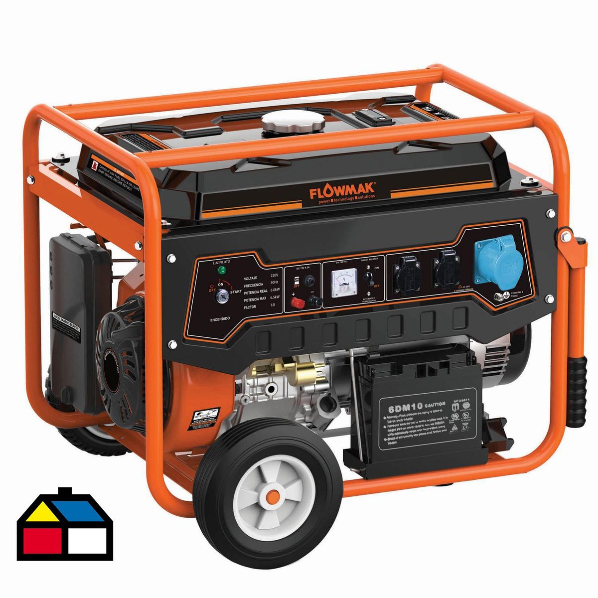 FLOWMAK - Generador Eléctrico a Gasolina Partida Eléctrica 6500 W 25 l