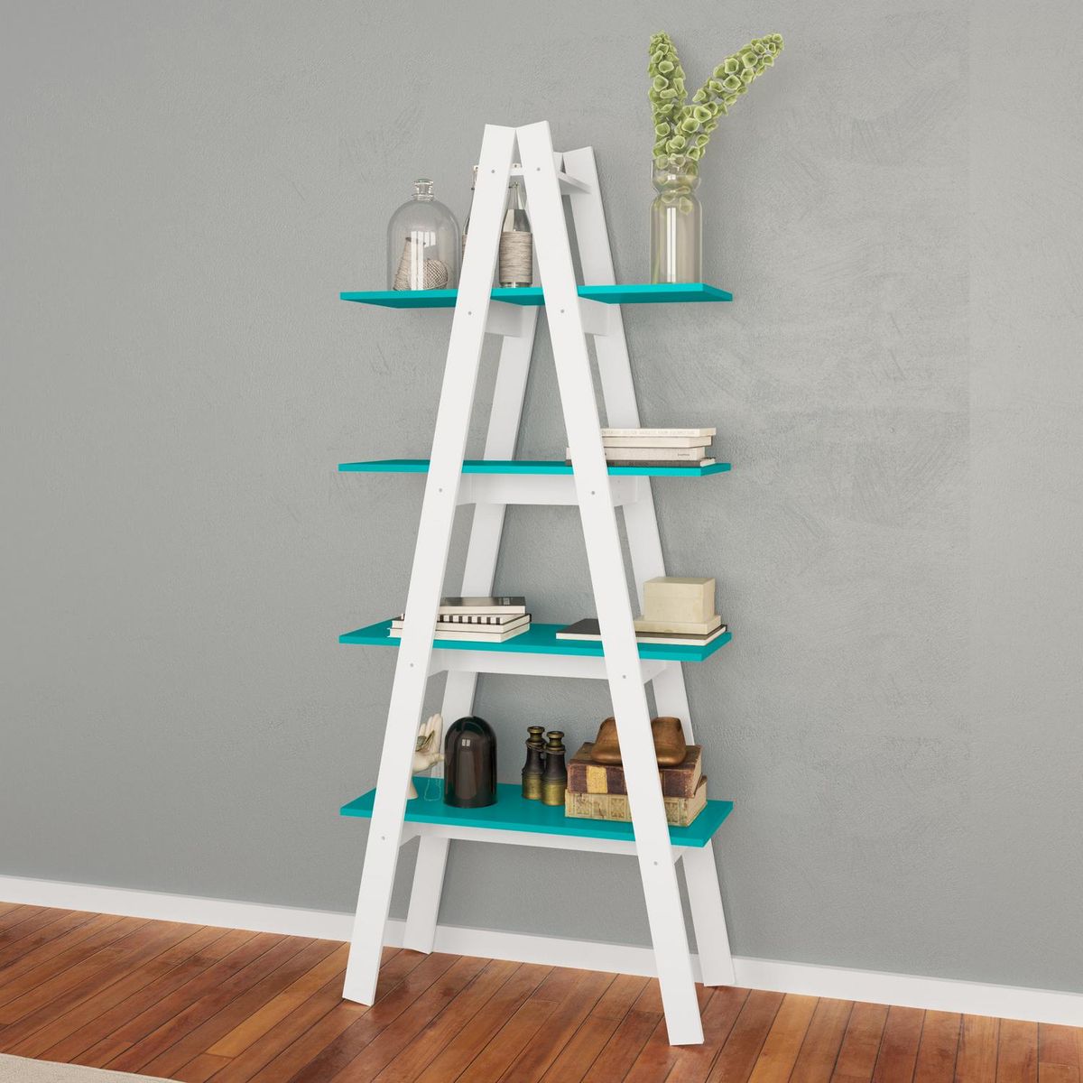 MOBILFRANK - Estante Pirámide MDF 4 Nivel(es) 77x180x33 cm Blanco