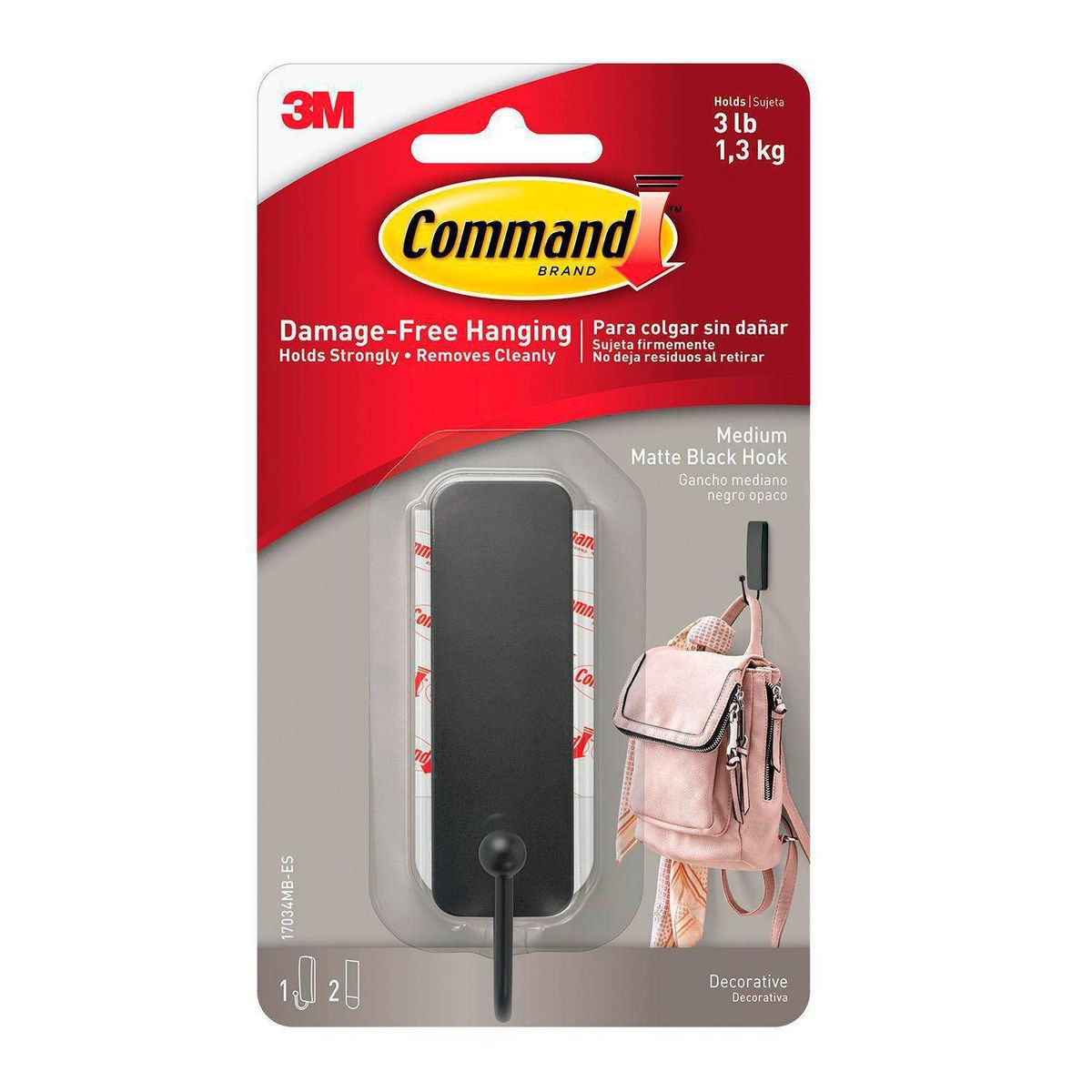 COMMAND - Gancho mediano Negro opaco