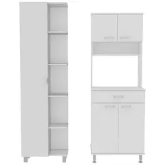 TUHOME - Set Mueble Microondas + Despensa kitchen 7 Blanco