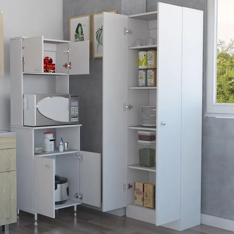 Set Mueble Microondas + Despensa kitchen 5 Blanco