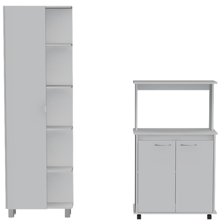 Set Mueble Microondas + Despensa kitchen 1 Blanco