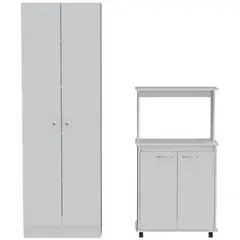 TUHOME - Set Mueble Microondas + Despensa kitchen 2 Blanco