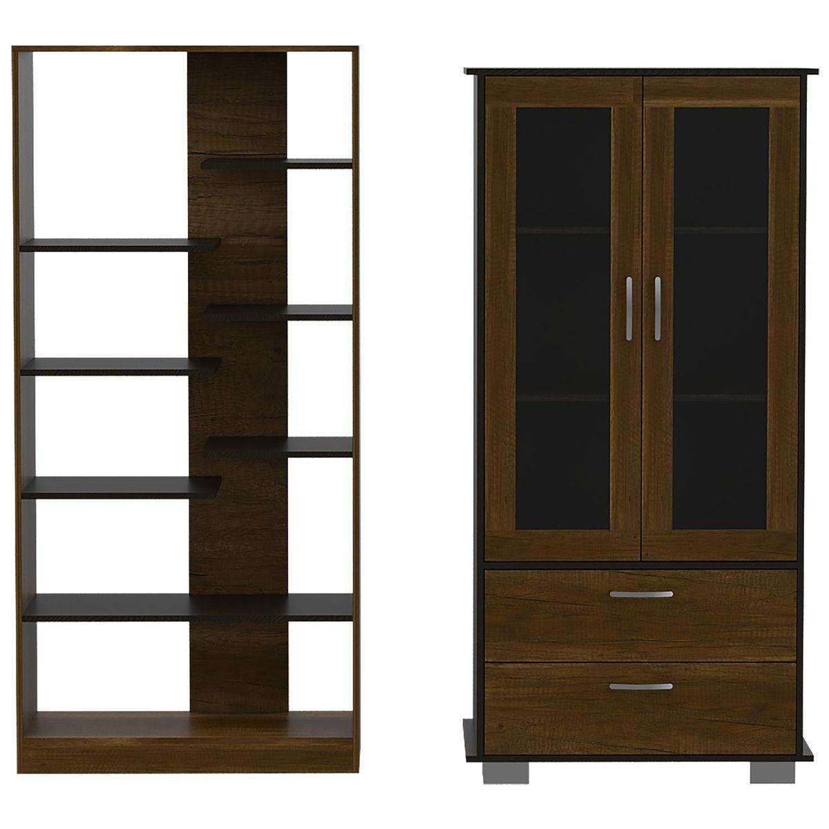 TUHOME - Set Estante + Vitrina Caramelo/Wengue