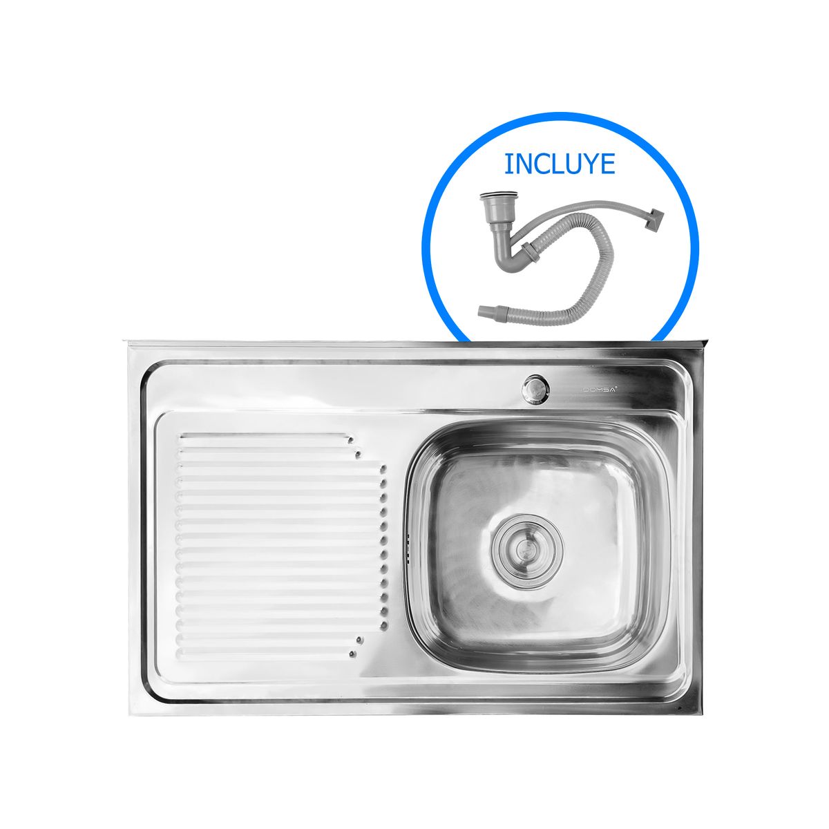 DOMSA - Lavaplatos Sobreponer Izquierdo 1 Cubeta(s) 80x15x50 cm Acero inoxidable