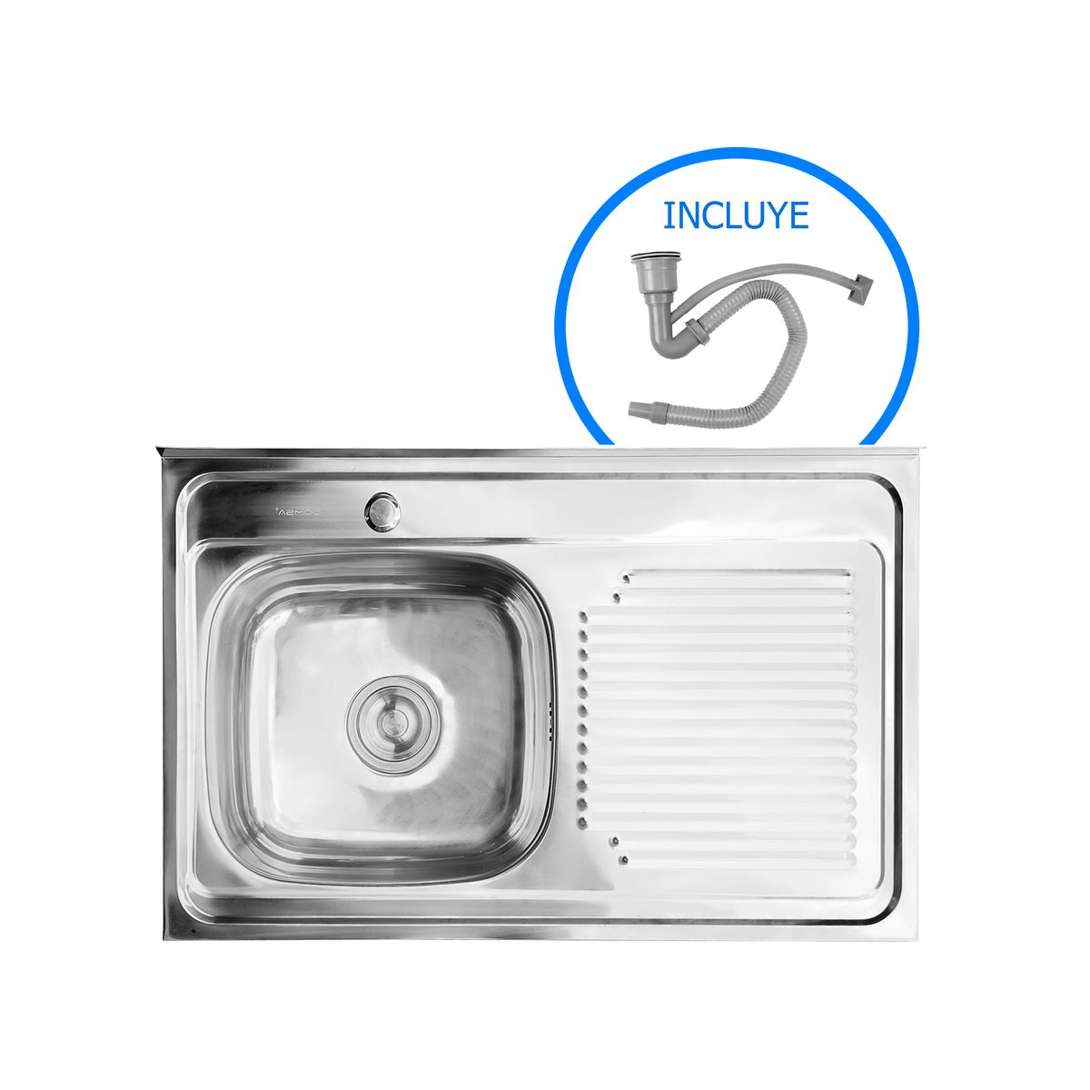 DOMSA - Lavaplatos Sobreponer Derecho 1 Cubeta(s) 80x15x50 cm Acero inoxidable