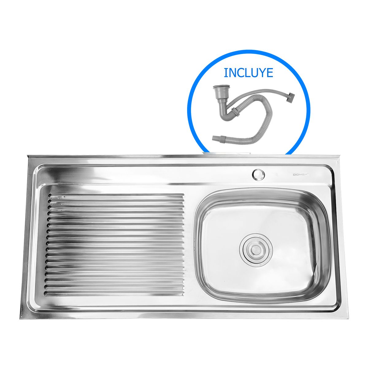DOMSA - Lavaplatos Sobreponer Izquierdo 1 Cubeta(s) 100x15x50 cm Acero inoxidable