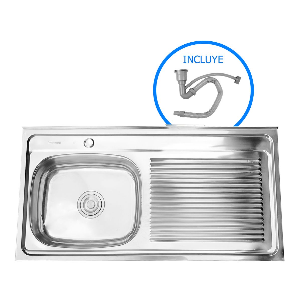 DOMSA - Lavaplatos Sobreponer Derecho 1 Cubeta(s) 100x15x50 cm Acero inoxidable