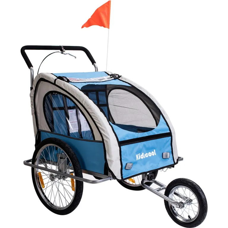 Carro jogger y trailer azul
