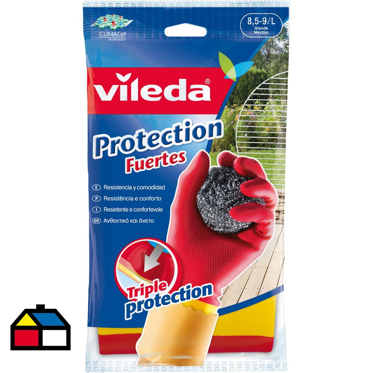 VILEDA - Guantes Protección Vileda Fuertes Talla L Antideslizantes 2 Unidades