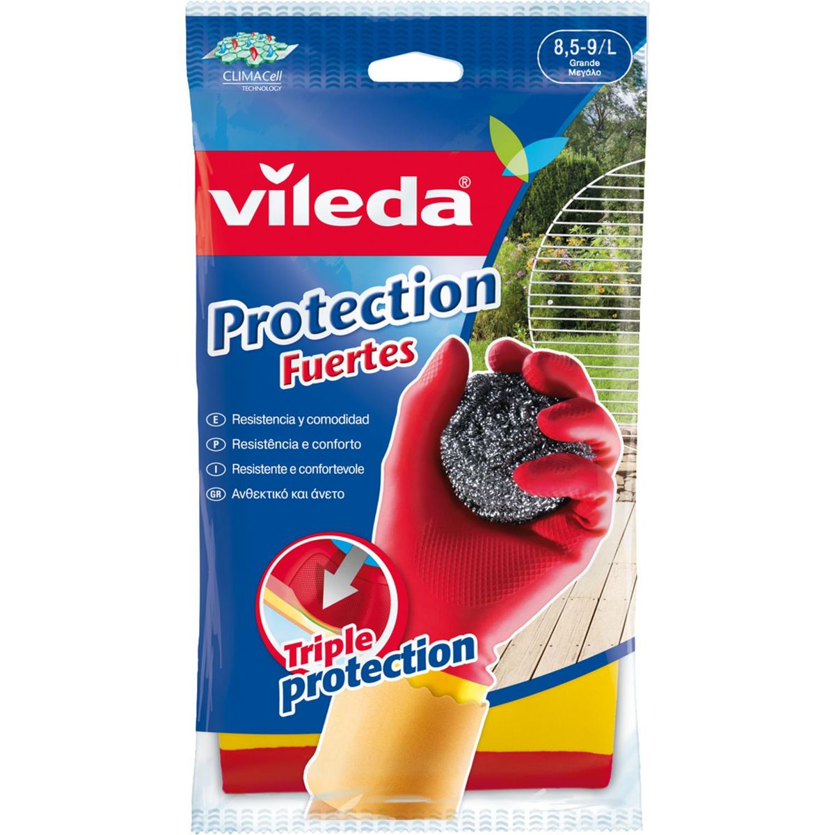 VILEDA - Guantes Protección Vileda Fuertes Talla L Antideslizantes 2 Unidades