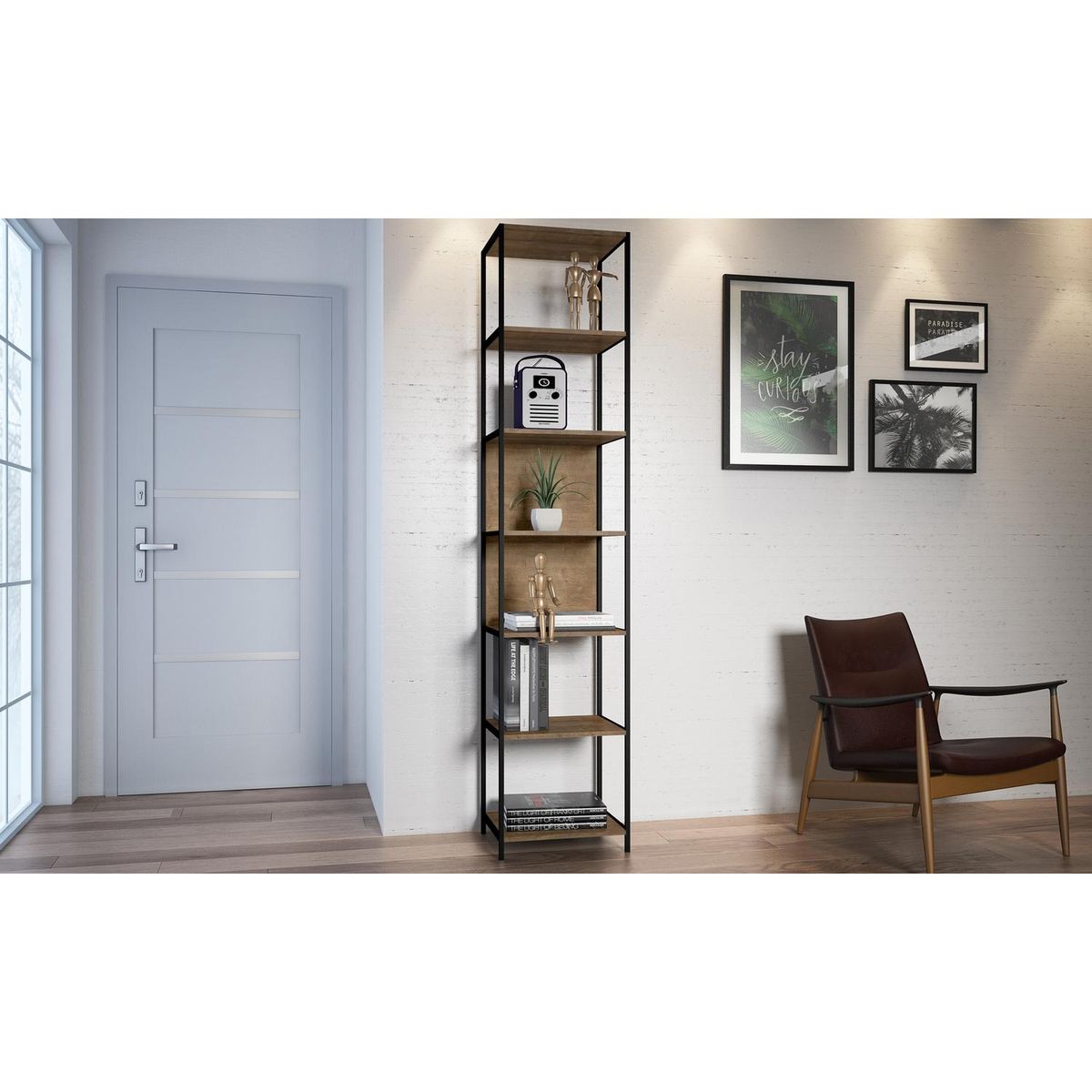 DECOCASA - Estante Steel Quadra Madera 6 Nivel(es) 45x211.2x36 cm Café