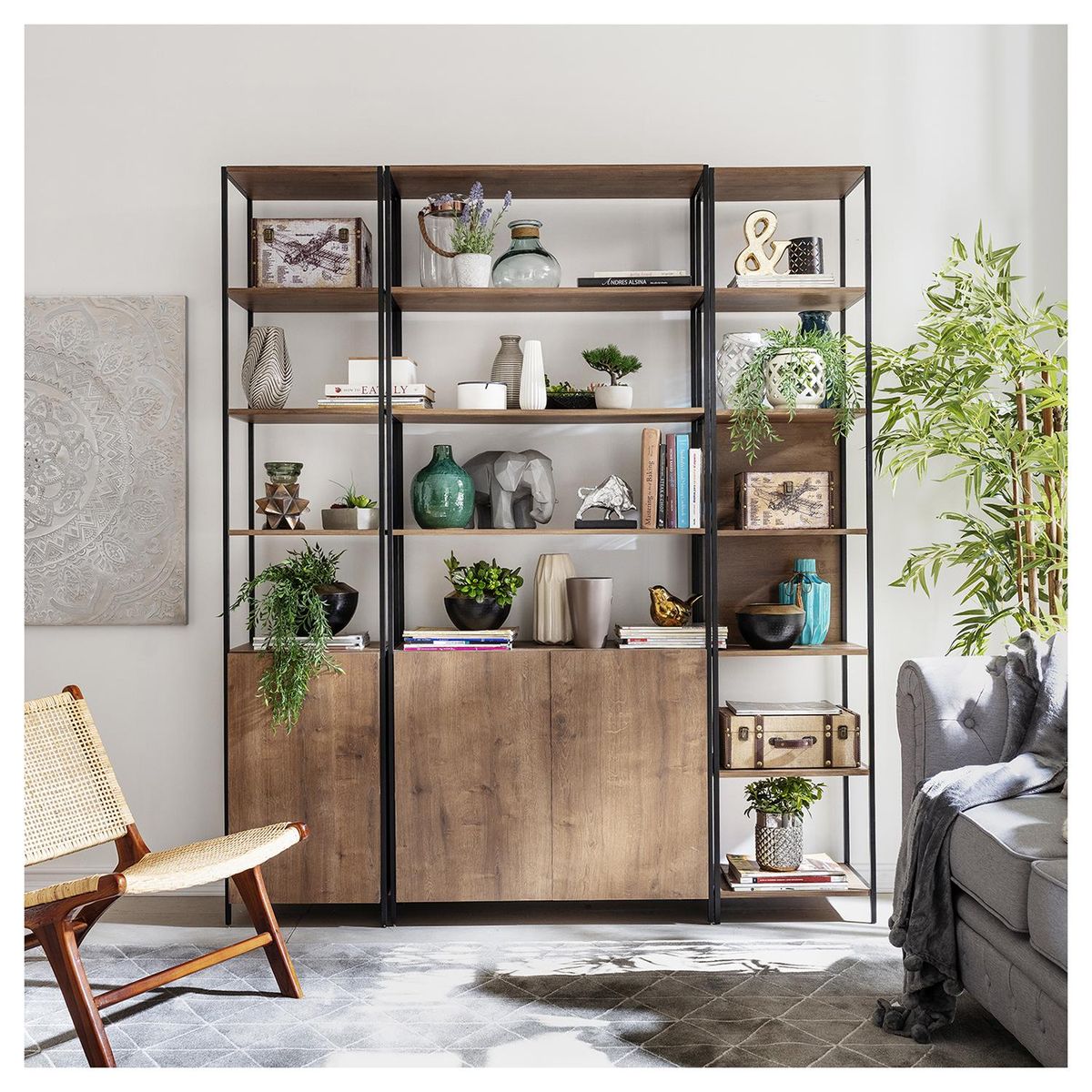 DECOCASA - Estante Steel Quadra Madera 4 Nivel(es) 45x211.2x36 cm Café