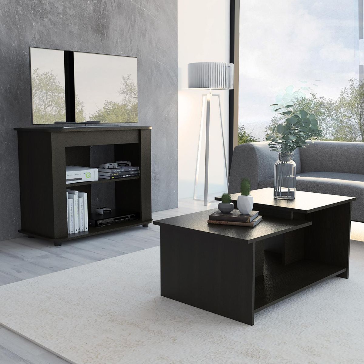 TUHOME - Set Rack de TV + Mesa de centro Wengue