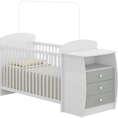 Cuna con cmoda 173x68,5x91,5 cm gris