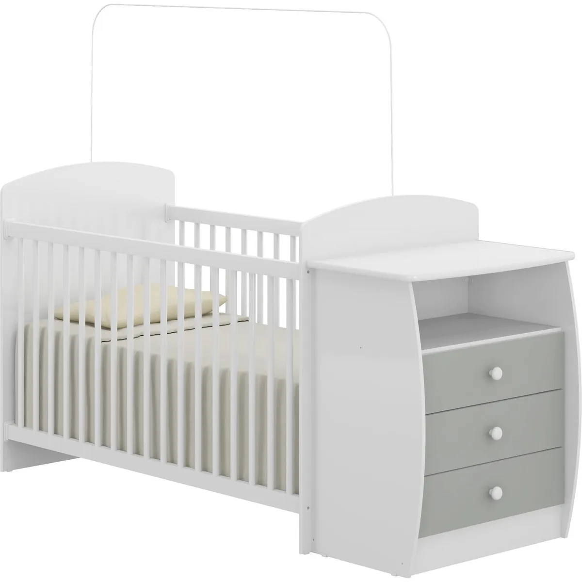 KIDSCOOL - Cuna con cómoda 173x68,5x91,5 cm gris