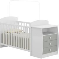 Cuna con cómoda 173x68,5x91,5 cm gris