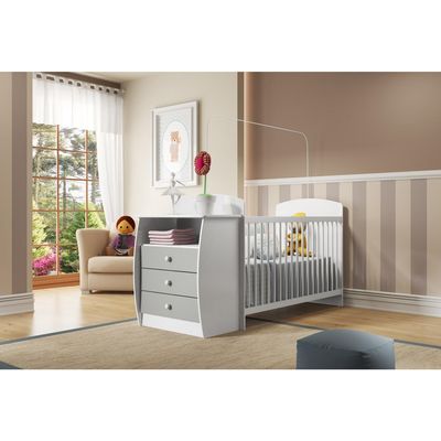 Imagen 2 del producto Cuna con cómoda 173x68,5x91,5 cm gris